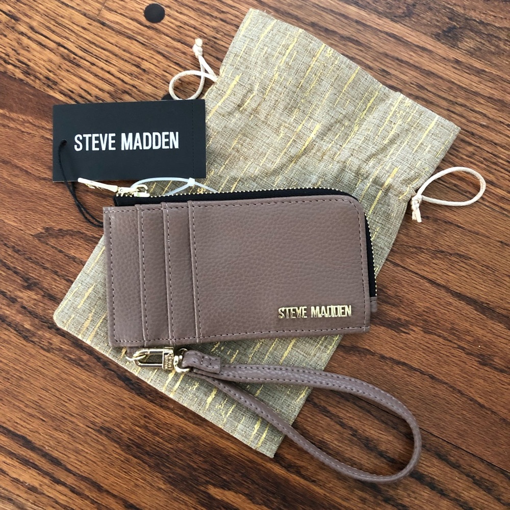 Steve Madden Taupe Wristlet Card Holder Wallet